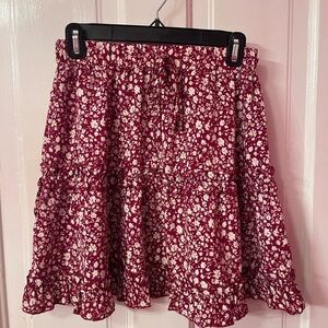 Floral Red Skirt